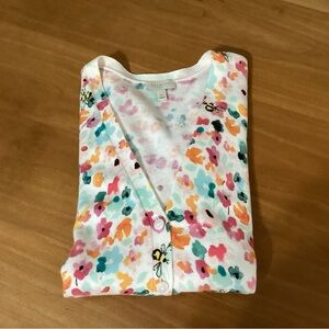 Talbots Bumblebees & Flowers 3/4sleeves V cardigan. SP